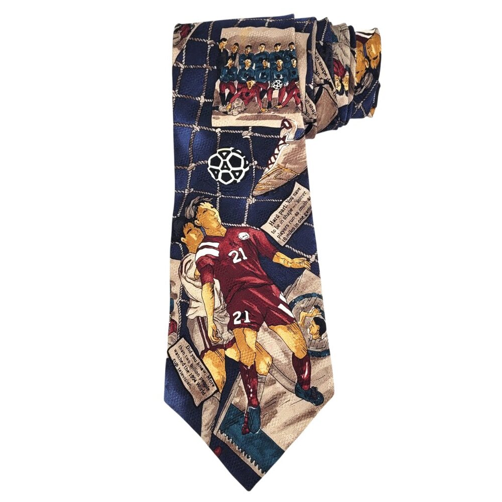 Mark Alexander Tie Necktie Men's Soccer Theme Silk Vintage Retro Classic Sports